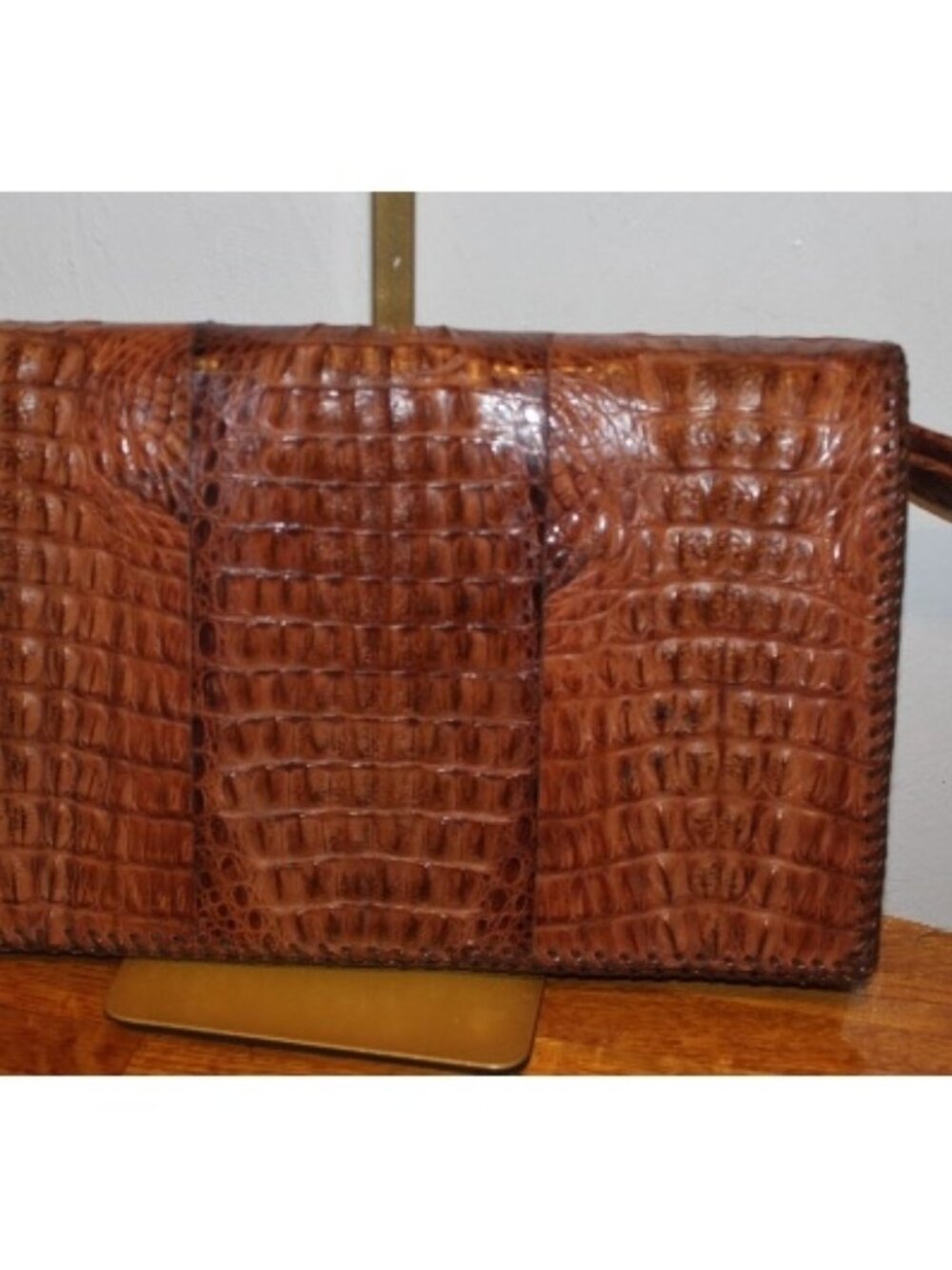 Mid Century Genuine Alligator Crocodile Clutch Handbag Bag w Matching Coin Purse - Picture 2 of 6